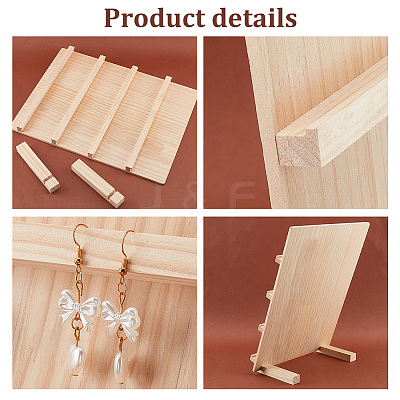 4-Tier Natural Pine Wooden Earring Display Stands EDIS-WH0022-01-1