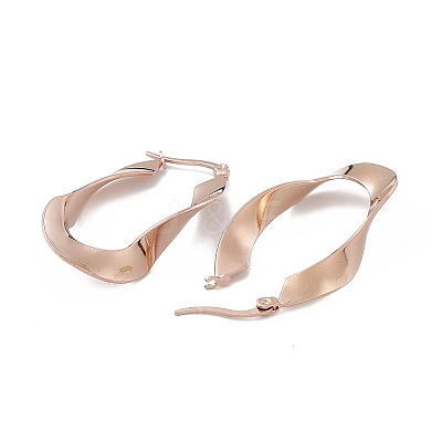 201 Stainless Steel Twist Oval Hoop Earrings with 304 Stainless Steel Pins for Women EJEW-B016-20KCG-1