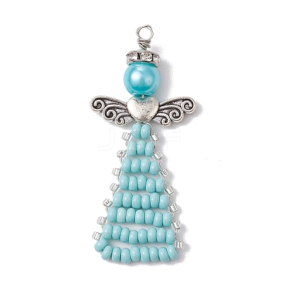 Glass Seed Beads Pendants PALLOY-MZ00381-04-1
