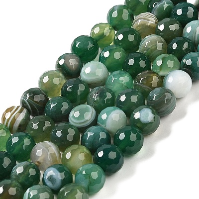 Natural Striped Agate/Banded Agate Beads Strands G-A246-8mm-06-1