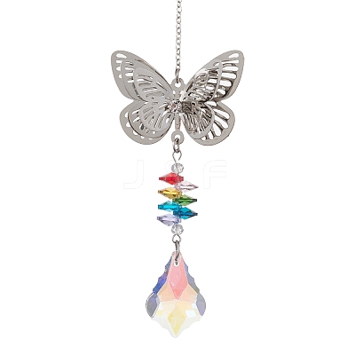 Brass Butterfly Hanging Ornaments HJEW-JM01759-1