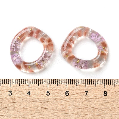 Inner Dried Flower Transparent Resin Ring Pendants RESI-A043-07B-1