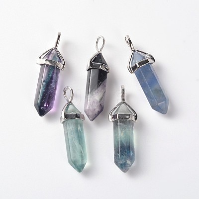 Natural Fluorite Double Terminated Pointed Pendants G-J261-B16-1