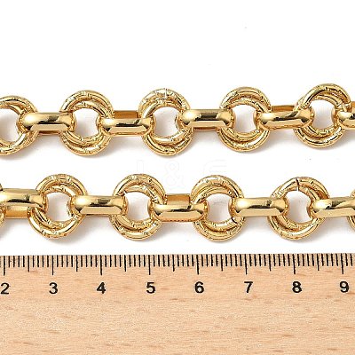 304 Stainless Steel Textured Double Ring Link Chain Necklaces NJEW-S453-02G-C-1