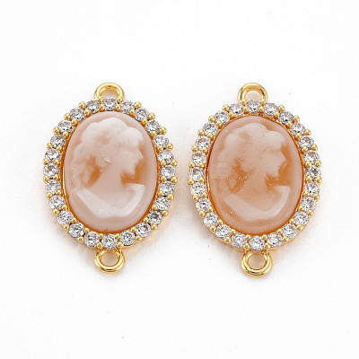 Brass Clear Cubic Zirconia Links Connectors KK-N233-120B-NF-1