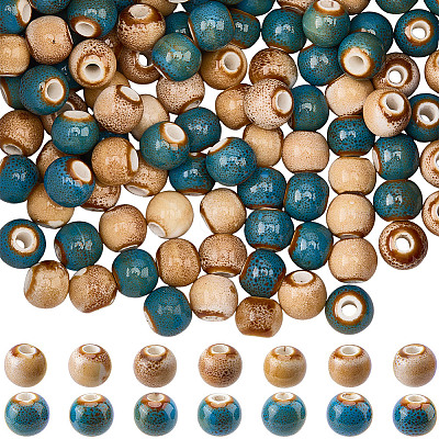 2 Sets 2 Colors Handmade Porcelain Beads PORC-SC0001-55-1