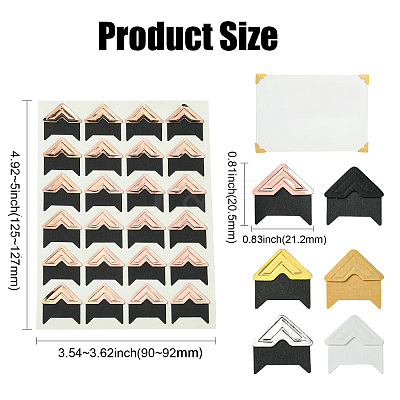 12Pcs 6 Styles Retro Hot Stamping Paper Photo Corner Self-Adhesive Stickers AJEW-CJ0001-53-1