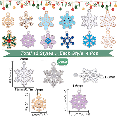 48Pcs 12 Style Alloy Pendants DIY-SC0018-90-1