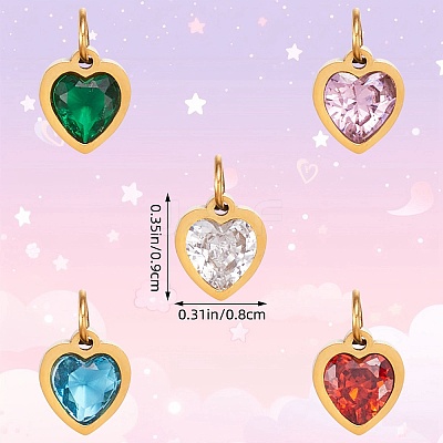 10Pcs 5 Colors 304 Stainless Steel Pendants STAS-SZ0003-25-1