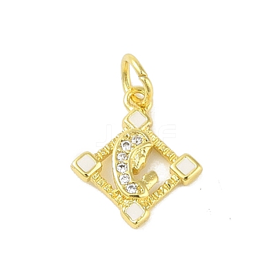 Brass Micro Pave Clear Cubic Zirconia Pendants KK-E111-46G-01-1