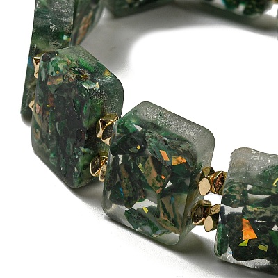 Dyed Natural Imperial Jasper with Resin Beaded Stretch Bracelets BJEW-G698-01A-06-1