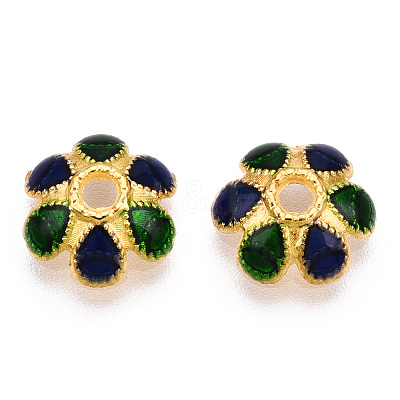 6-Petal Alloy Enamel Bead Caps X1-ENAM-TAC0023-01-1