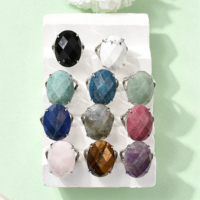Gemstone Finger Rings RJEW-C154-01-1
