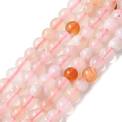 Natural Cherry Blossom Agate Beads Strands X-G-B130-4mm-02-1