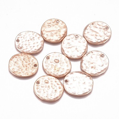 Alloy Blank Flat Round Hammered Pendants LS-PALLOY-M031-07RG-1