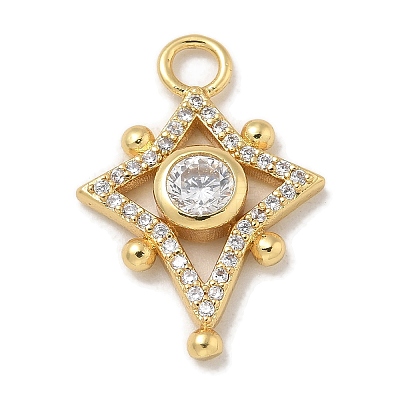 Rack Plating Brass Micro Pave Clear Cubic Zirconia Pendants KK-L224-008G-1