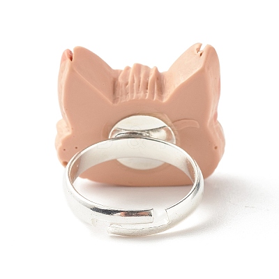 Resin 3D Mixed Animal Adjustable Rings RJEW-JR00428-M-1