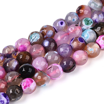 Dyed & Heated Natural Fire Crackle Agate Beads Strands G-N359-01A-01-1