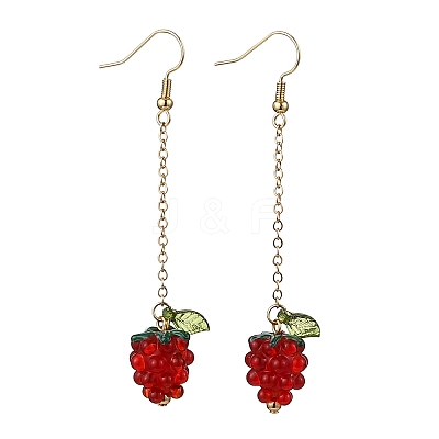 Handmade Lampwork Tassel Dangle Earrings EJEW-TA00658-1
