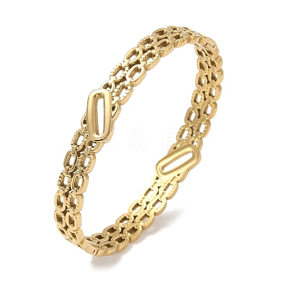 304 Stainless Steel Hollow Hinged Cuff Bangles SA-CBAB92B-07G-1