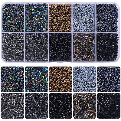 100G 10 Styles Glass Seed Beads SEED-PA0001-47-1