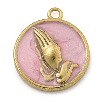 304 Stainless Steel Enamel Pendants LS-STAS-M084-09G-04-1