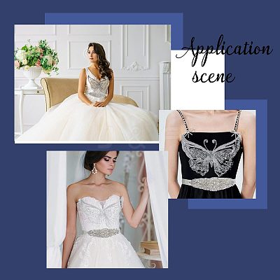 1Pc 3D Butterfly Polyester Computerized Embroidery Appliques for Wedding Dress DIY-GF0006-64-1