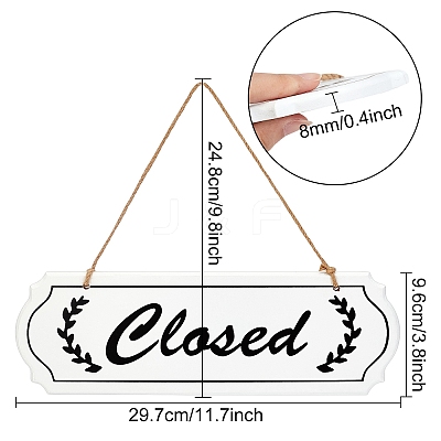 Closed & Open Sign Natural Wood Door Hanging Decoration for Front Door Decoration HJEW-CN0001-02-1