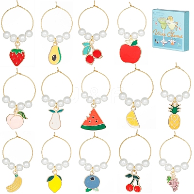Alloy Enamel Wine Glass Charms AJEW-SC0002-10-1