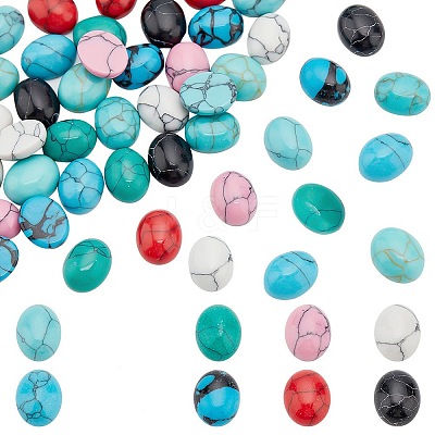 48pcs 8 colors Dyed Synthetic Turquoise Cabochons G-PH0036-03-1