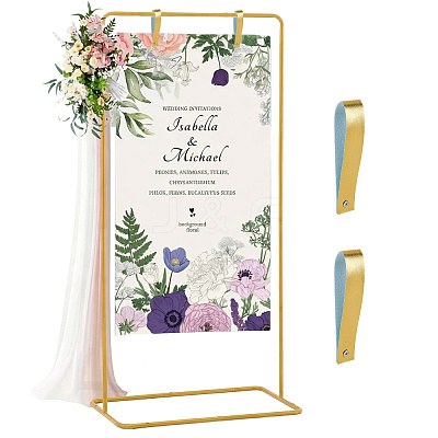 Adjustable Height Iron Wedding Sign Holder AJEW-WH0410-51G-1