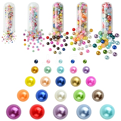 1298Pcs 5 Styles ABS Plastic Imitation Pearl Cabochons SACR-YW0001-66-1