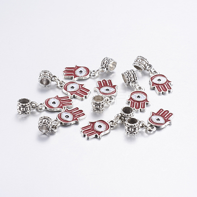 Tibetan Style Alloy European Dangle Charms ENAM-G122-01AS-1