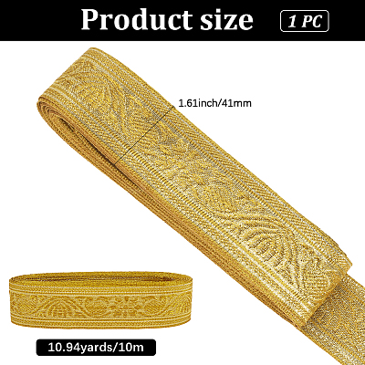 10M Ethnic Style Floral Pattern Embroidery Polyester Ribbons OCOR-CY0001-61-1