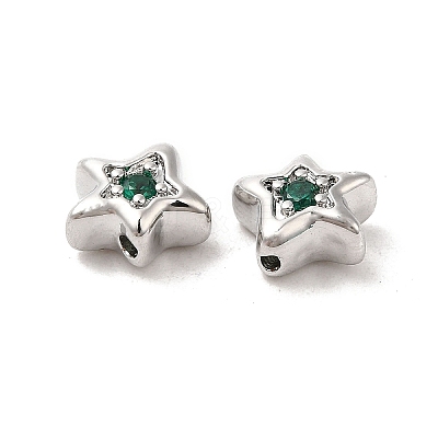 Brass Cubic Zirconia Beads KK-Q773-01P-04-1