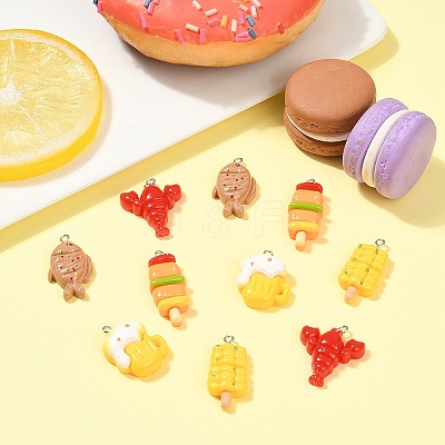 10Pcs 5 Styles Opaque Resin Imitation Food Pendants RESI-YW0003-24-1