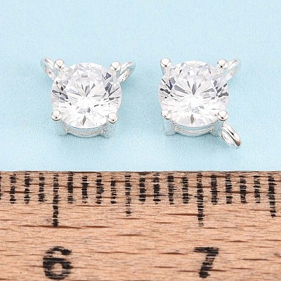 925 Sterling Silver Micro Pave Clear Cubic Zirconia Charms STER-N017-17A-S-1