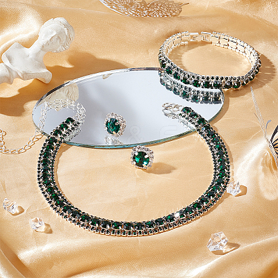 1Set Alloy Rhinestone Bracelets & Necklace & Stud Earring for Women SJEW-UN0001-12A-1