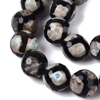 Tibetan Style Natural Agate dZi Beads Strands G-Q606-12MM-01-1