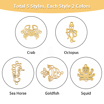 20Pcs 10 Styles 201 Stainless Steel Connector Charms STAS-DC0013-91-1