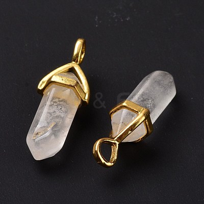 Natural Quartz Crystal Pointed Pendants G-K329-53G-1
