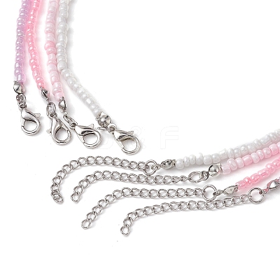4Pcs 4 Colors Glass Seed Beaded Necklaces Set NJEW-JN04645-1