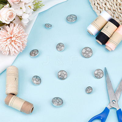 20Pcs 4 Styles Alloy Shank Buttons BUTT-DR0001-05AS-1
