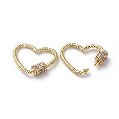 Brass Micro Pave Cubic Zirconia Screw Carabiner Lock Charms ZIRC-G160-12G-1
