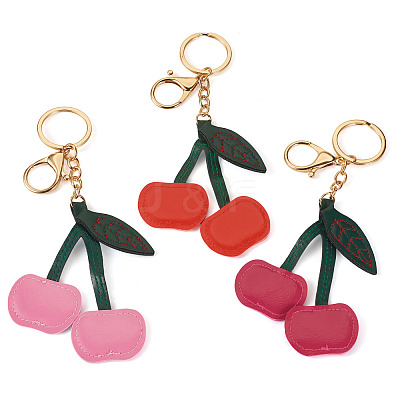 3Pcs 3 Colors PU Leather Alloy Keychains KEYC-TA0001-41-1