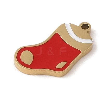 Christmas Theme Ion Plating(IP) 304 Stainless Steel Enamel Charms STAS-Z083-06G-05-1