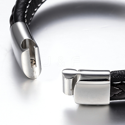 Men's Braided Leather Cord Bracelets BJEW-H559-10C-1
