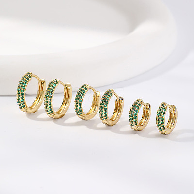 Elegant Brass Pave Cubic Zirconia Hoop Earrings GU7152-3-1