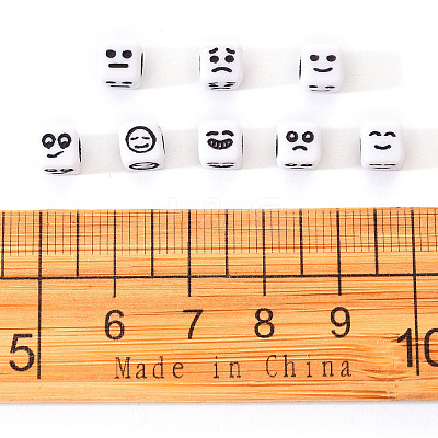Craft White Acrylic Beads MACR-YW0001-13-1