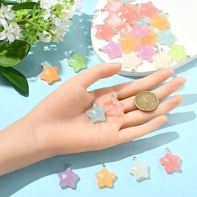 70Pcs 7 Colors Luminous Transparent Resin Pendants RESI-YW0004-47-1